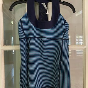 lululemon blue striped workout top